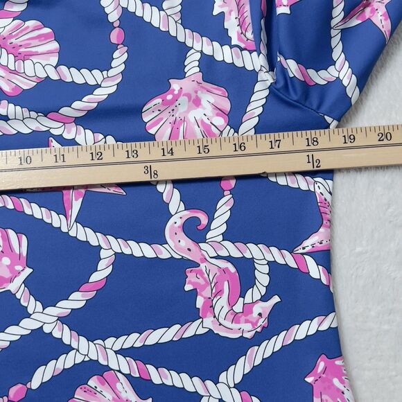 Barbara Gerwit Shift Mini Dress Womens Sz M Blue Seashell Nautical Print - Picture 7 of 10